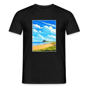Bamburgh Castle Angleterre Vintage voyage affiche WPA - T-shirt homme - noir - Devant - AI Model Male 178 light (178cm)