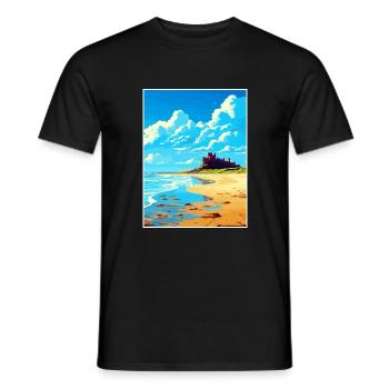 Bamburgh Castle Angleterre Vintage voyage affiche WPA - T-shirt homme - noir - Devant - AI Model Male 178 light (178cm)