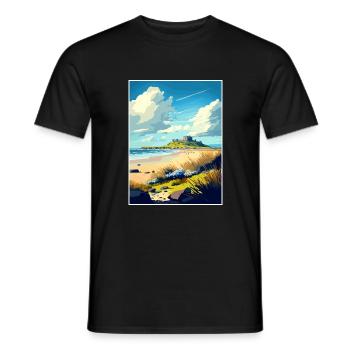 Bamburgh Castle Angleterre Vintage voyage affiche WPA - T-shirt homme - noir - Devant - AI Model Male 178 light (178cm)
