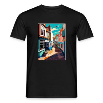 Folkestone Angleterre Kent Vintage voyage affiche WPA - T-shirt homme - noir - Devant - AI Model Male 178 light (178cm)