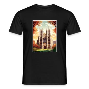 Westminster Abbey London Vintage Reiseposter WPA - Männer T-Shirt - Schwarz - Vorne - AI Model Male 178 light (178cm)