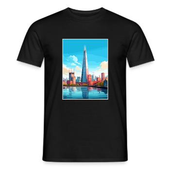 The Shard London England Vintage Travel Poster WPA - Men's T-Shirt - black - Front - AI Model Male 178 light (178cm)