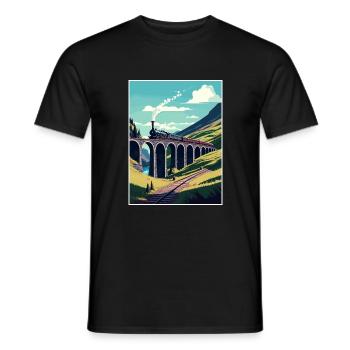 Glenfinnan Schottland Zug Vintage Reiseposter - Männer T-Shirt - Schwarz - Vorne - AI Model Male 178 light (178cm)