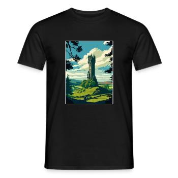 Wallace Monument Schottland Vintage Reiseposter - Männer T-Shirt - Schwarz - Vorne - AI Model Male 178 light (178cm)