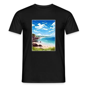 Trevaunance Cove Cornwall Affiche de voyage Vintage - T-shirt homme - noir - Devant - AI Model Male 178 light (178cm)