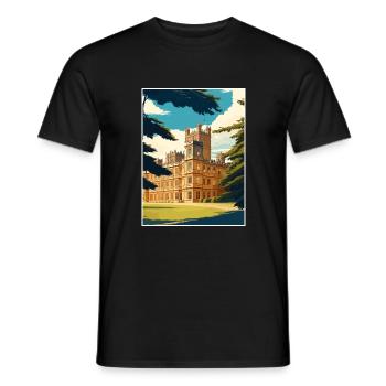Highclere Castle England Vintage Travel Poster WPA - Men's T-Shirt - black - Front - AI Model Male 178 light (178cm)