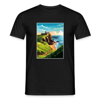 Dunnottar Castle England Vintage Travel Poster WPA - Men's T-Shirt - black - Front - AI Model Male 178 light (178cm)