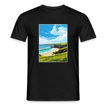 Trevaunance Cove Cornwall Affiche de voyage Vintage - T-shirt homme - noir - Devant - AI Model Male 178 light (178cm)