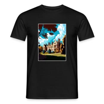 Anglesey Abbey Dekoration Vintage Reiseposter - Männer T-Shirt - Schwarz - Vorne - AI Model Male 178 light (178cm)