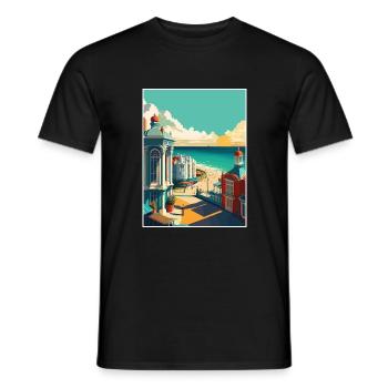 Brighton Pier Seascape Uk Vintage Reiseposter - Männer T-Shirt - Schwarz - Vorne - AI Model Male 178 light (178cm)