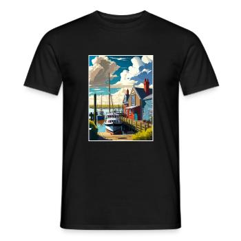 Whitstable Harbour England Vintage Reiseposter - Männer T-Shirt - Schwarz - Vorne - AI Model Male 178 light (178cm)