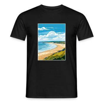 Portstewart Strand Irlande Affiche de voyage Vintage - T-shirt homme - noir - Devant - AI Model Male 178 light (178cm)