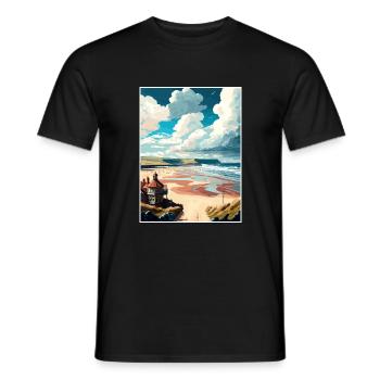 Saltburn au bord de la mer Angleterre Vintage voyage affiche - T-shirt homme - noir - Devant - AI Model Male 178 light (178cm)