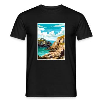 South Stack Cliffs Anglesey Vintage Reiseposter - Männer T-Shirt - Schwarz - Vorne - AI Model Male 178 light (178cm)
