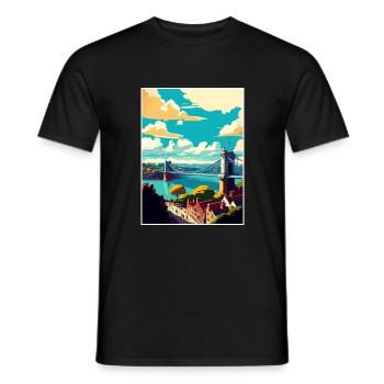 Bristol England Bridge Vintage Travel Poster WPA - Men's T-Shirt - black - Front - AI Model Male 178 light (178cm)