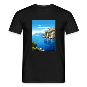 Capri Italy Decoration Vintage Travel Poster WPA - Men's T-Shirt - black - Front - AI Model Male 178 light (178cm)