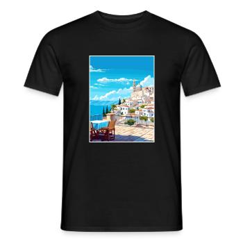 Ibiza Spain Vintage Travel Poster WPA Souvenir - Men's T-Shirt - black - Front - AI Model Male 178 light (178cm)