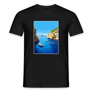 Capri Italie Décoration Vintage Voyage Affiche WPA - T-shirt homme - noir - Devant - AI Model Male 178 light (178cm)