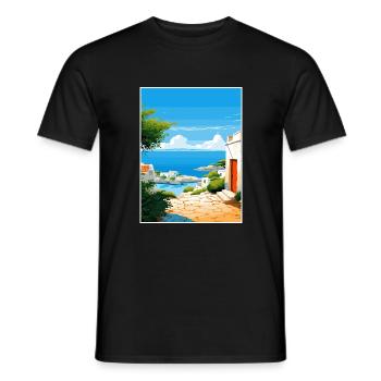 Puglia Italy Vintage Travel Poster WPA Souvenir - Men's T-Shirt - black - Front - AI Model Male 178 light (178cm)