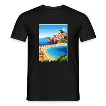 Sicile Italie Décoration Vintage Voyage Affiche WPA - T-shirt homme - noir - Devant - AI Model Male 178 light (178cm)