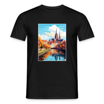 Amiens Frankreich Vintage Reiseposter WPA Souvenir - Männer T-Shirt - Schwarz - Vorne - AI Model Male 178 light (178cm)