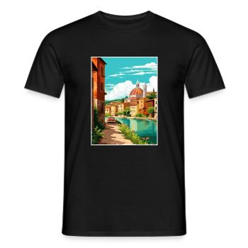 Vérone Italie Décoration Vintage Voyage Affiche WPA - T-shirt homme - noir - Devant - AI Model Male 178 light (178cm)