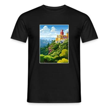 Sintra Portugal Vintage voyage affiche WPA Souvenir - T-shirt homme - noir - Devant - AI Model Male 178 light (178cm)