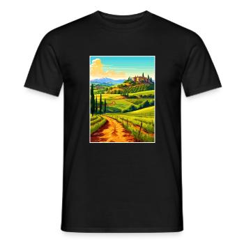 Toscane Italie Décoration Vintage Voyage Affiche WPA - T-shirt homme - noir - Devant - AI Model Male 178 light (178cm)