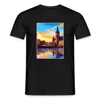 Cracovie Pologne Vintage voyage affiche WPA Souvenir - T-shirt homme - noir - Devant - AI Model Male 178 light (178cm)