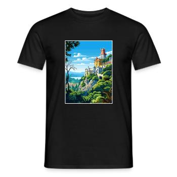 Sintra Portugal Vintage voyage affiche WPA Souvenir - T-shirt homme - noir - Devant - AI Model Male 178 light (178cm)