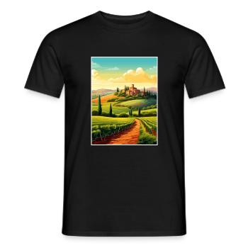 Toscane Italie Décoration Vintage Voyage Affiche WPA - T-shirt homme - noir - Devant - AI Model Male 178 light (178cm)