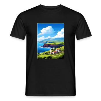 Affiche de voyage Vintage de l’île de Santa Maria au Portugal - T-shirt homme - noir - Devant - AI Model Male 178 light (178cm)