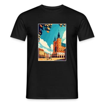 Cracovie Pologne Vintage voyage affiche WPA Souvenir - T-shirt homme - noir - Devant - AI Model Male 178 light (178cm)