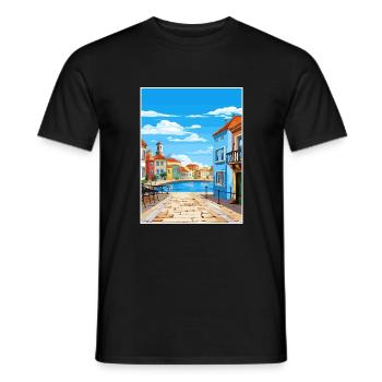 Aveiro Portugal Vintage voyage affiche WPA Souvenir - T-shirt homme - noir - Devant - AI Model Male 178 light (178cm)