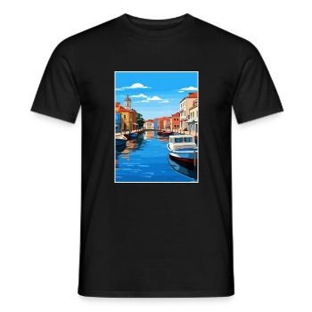 Aveiro Portugal Vintage voyage affiche WPA Souvenir - T-shirt homme - noir - Devant - AI Model Male 178 light (178cm)