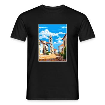 Evora Portugal Vintage Travel Poster WPA Souvenir - Men's T-Shirt - black - Front - AI Model Male 178 light (178cm)