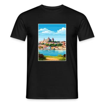Coimbra Portugal Vintage Travel Poster Souvenir - Men's T-Shirt - black - Front - AI Model Male 178 light (178cm)