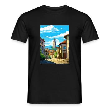 Guimaraes Portugal Vintage Reiseposter Souvenir - Männer T-Shirt - Schwarz - Vorne - AI Model Male 178 light (178cm)