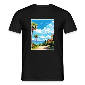 Alcudia Espagne Vintage voyage affiche WPA Souvenir - T-shirt homme - noir - Devant - AI Model Male 178 light (178cm)