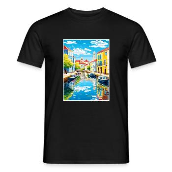 Aveiro Portugal Vintage voyage affiche WPA Souvenir - T-shirt homme - noir - Devant - AI Model Male 178 light (178cm)