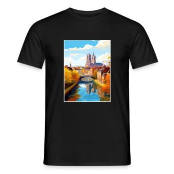 Amiens Frankreich Vintage Reiseposter WPA Souvenir - Männer T-Shirt - Schwarz - Vorne - AI Model Male 178 light (178cm)