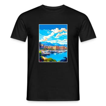 Monaco Vintage Travel Poster WPA Souvenir - Men's T-Shirt - black - Front - AI Model Male 178 light (178cm)