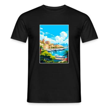 Monaco Vintage Travel Poster WPA Souvenir - Men's T-Shirt - black - Front - AI Model Male 178 light (178cm)