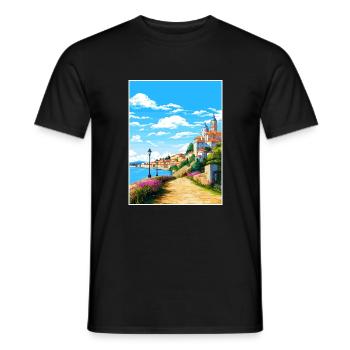 Coimbra Portugal Vintage Travel Poster Souvenir - Men's T-Shirt - black - Front - AI Model Male 178 light (178cm)