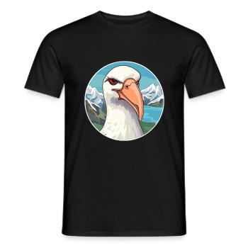 Albatross Watercolor Cartoon Kawaii Pet Animal Col - Men's T-Shirt - black - Front - AI Model Male 178 light (178cm)