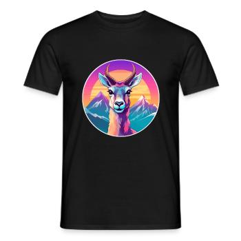 Antilope aquarelle dessin animé kawaii animal animal Colo - T-shirt homme - noir - Devant - AI Model Male 178 light (178cm)