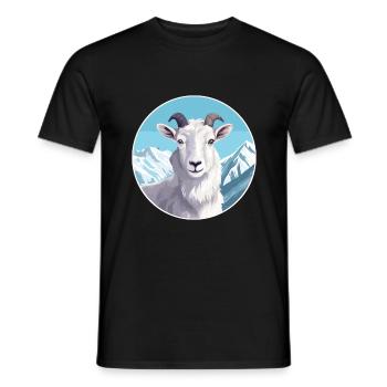 Goat Watercolor Cartoon Kawaii Pet Animal Colorful - Men's T-Shirt - black - Front - AI Model Male 178 light (178cm)