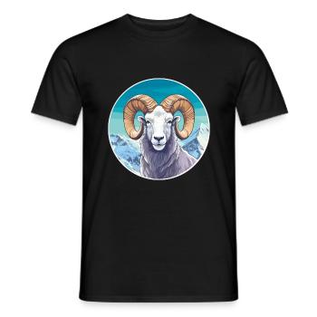 Ram Watercolor Cartoon Kawaii Pet Animal Colorful - Men's T-Shirt - black - Front - AI Model Male 178 light (178cm)