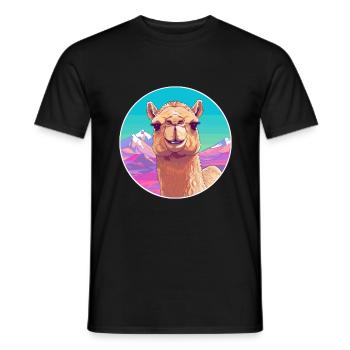 Camel Watercolor Cartoon Kawaii Pet Animal Colorfu - Men's T-Shirt - black - Front - AI Model Male 178 light (178cm)