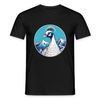 Paon Aquarelle Dessin Animé Kawaii Animal De Compagnie Animal Couleur - T-shirt homme - noir - Devant - AI Model Male 178 light (178cm)